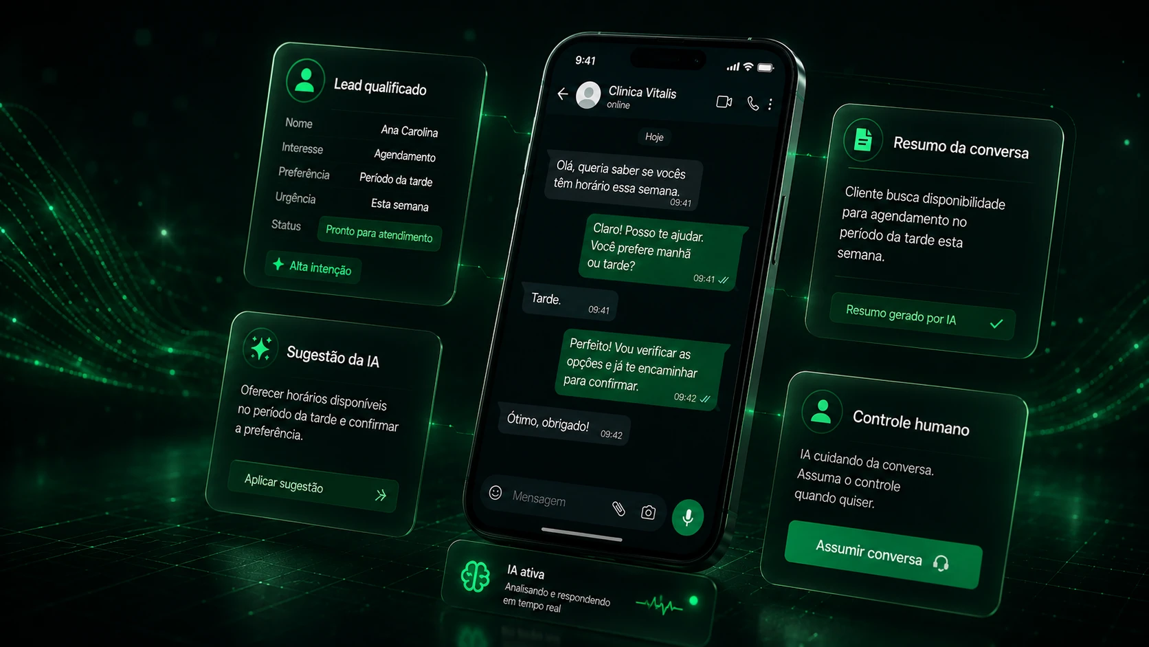 WhatsMini — agente de IA no WhatsApp com lead qualificado e sugestão da IA